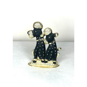 Vintage 1980s Torino black and gold poodles earring holder